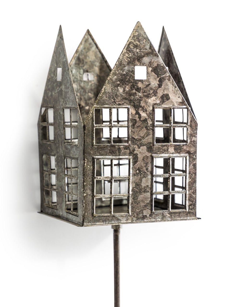 Rustic Metal House Garden Light Holder