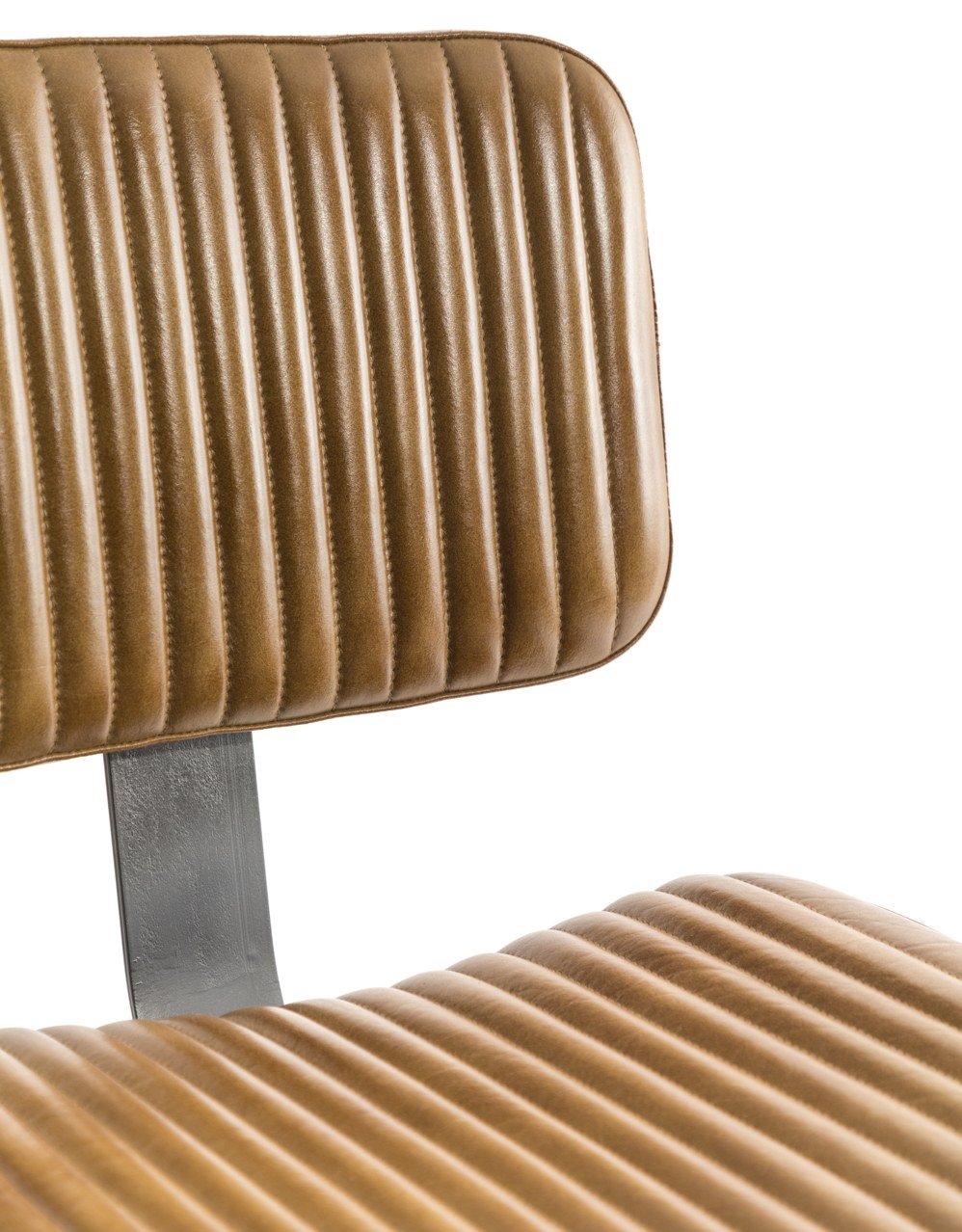 Industrial Vintage Ribbed Leather & Iron Chair
