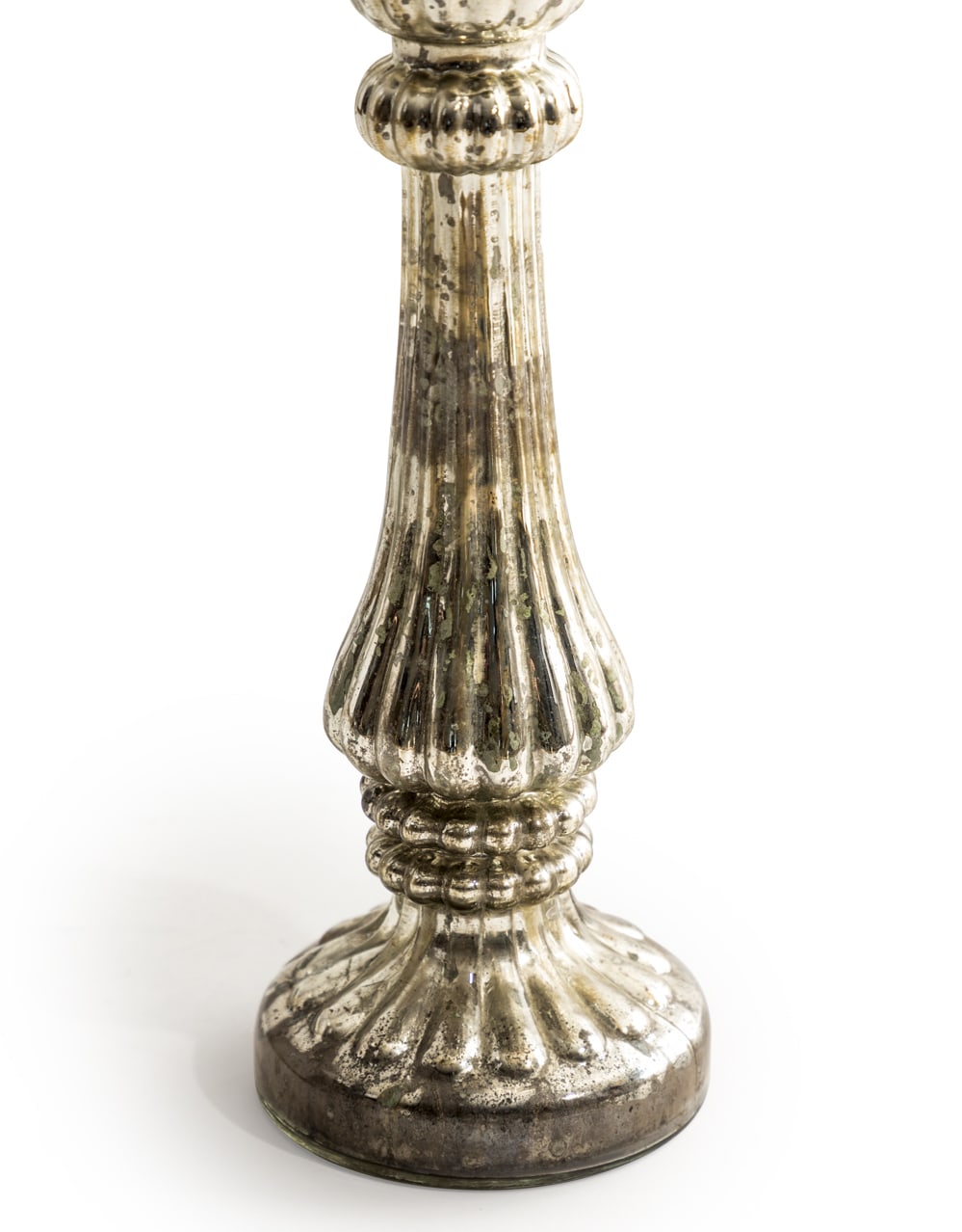 Large Rustic Antique Silver Glass Candle Holder