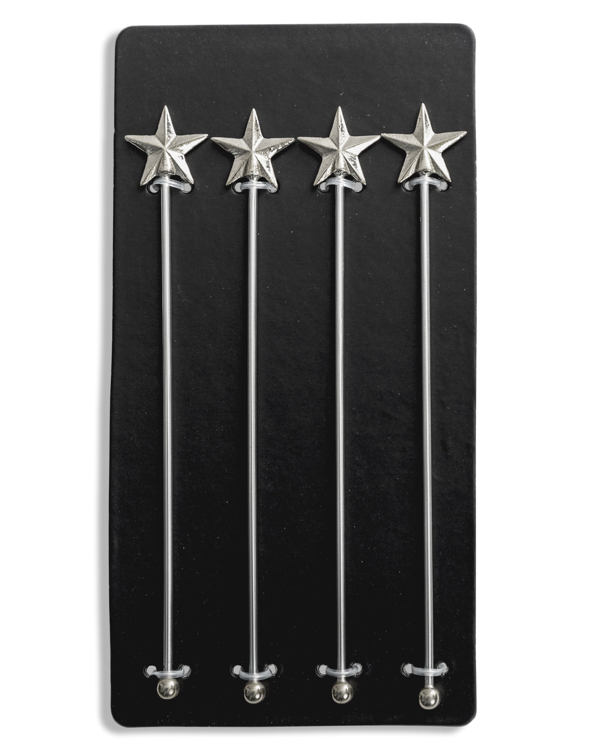 Set of 4 Nickel Star Drinks Stirrers