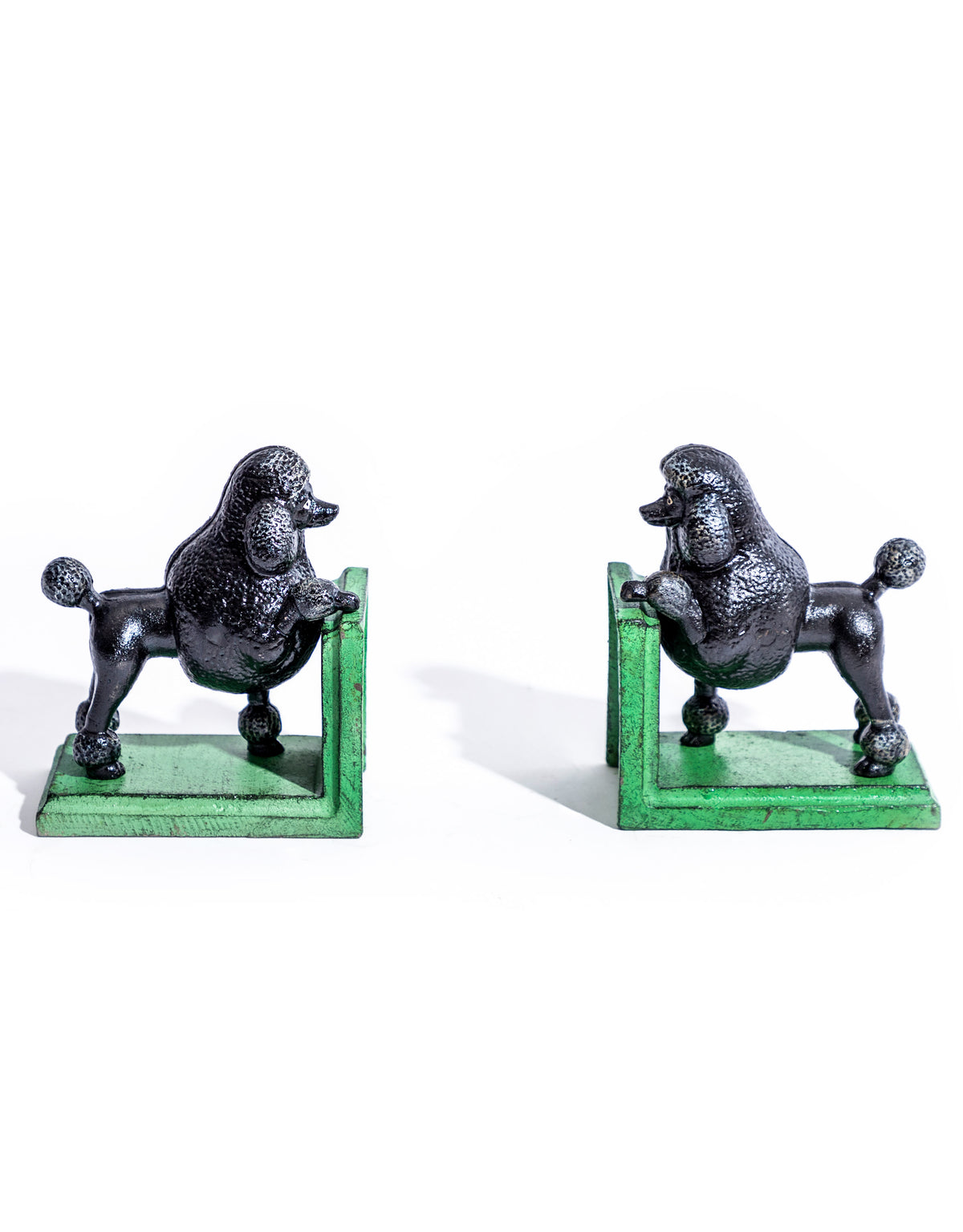 Cast Iron Antiqued Pair of Black Poodle Bookends