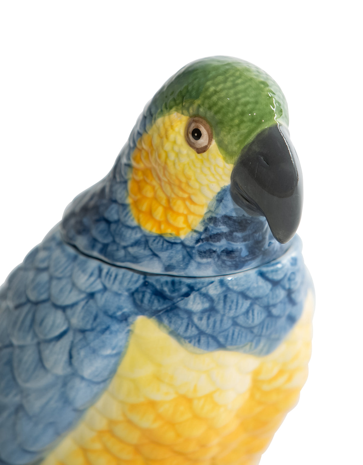 Yellow & Blue Ceramic Parrot Storage Jar/Vase