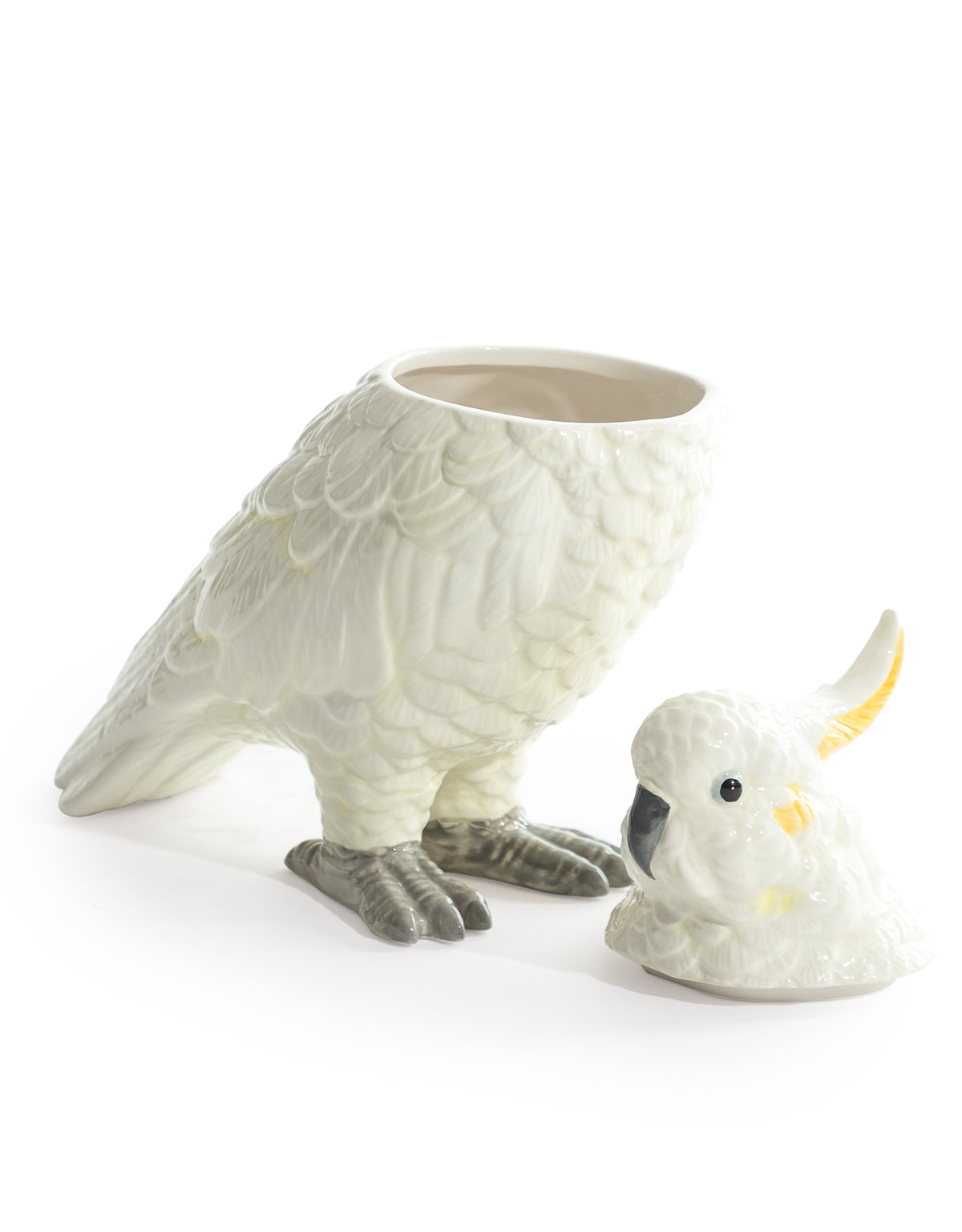 White Ceramic Parrot Storage Jar/Vase