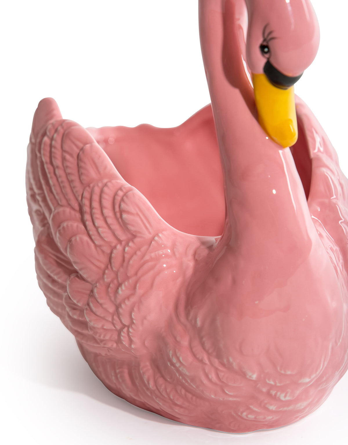 Pink Swan Ceramic Planter / Storage Bowl
