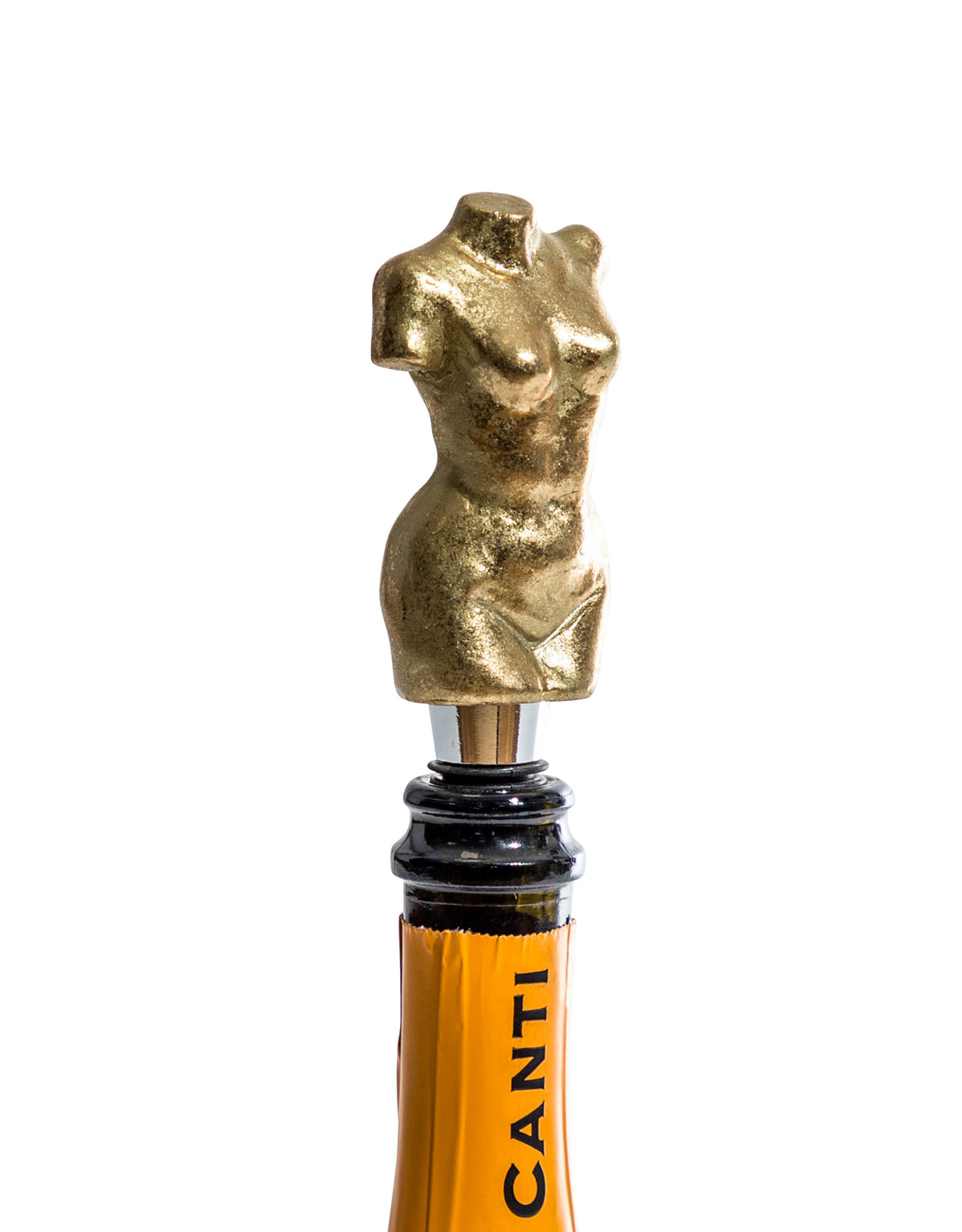 Antique Gold Female Torso Bottle Stopper