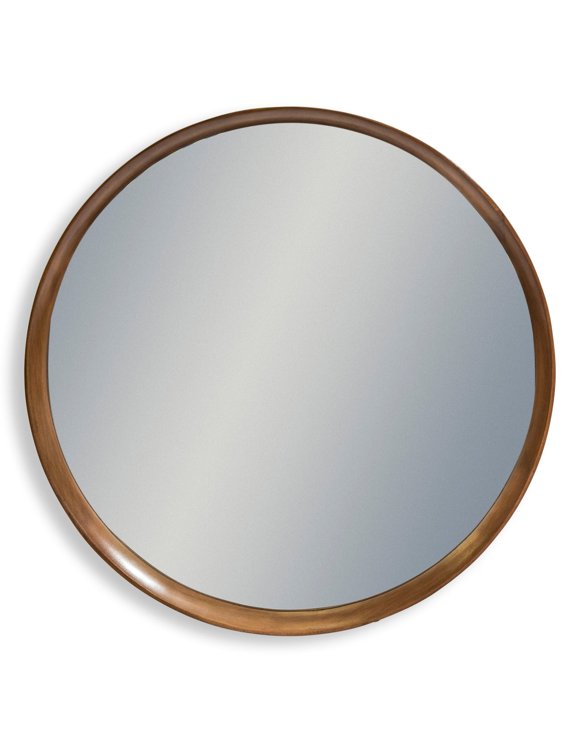 Large Round Oak Wood-Framed Dovetail Wall Mirror