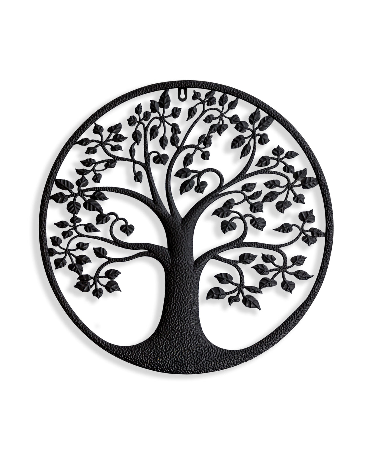 Matt Black Hammered-Effect "Tree of Life" Wall Decor