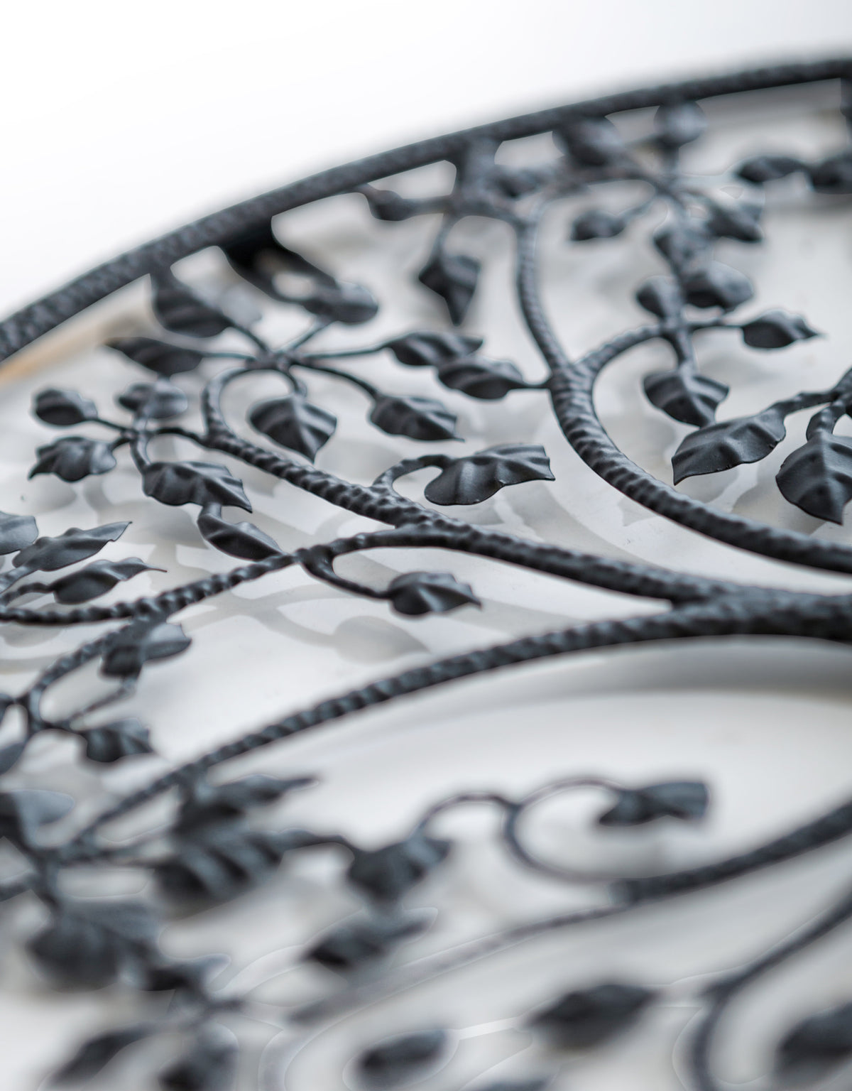 Matt Black Hammered-Effect "Tree of Life" Wall Decor