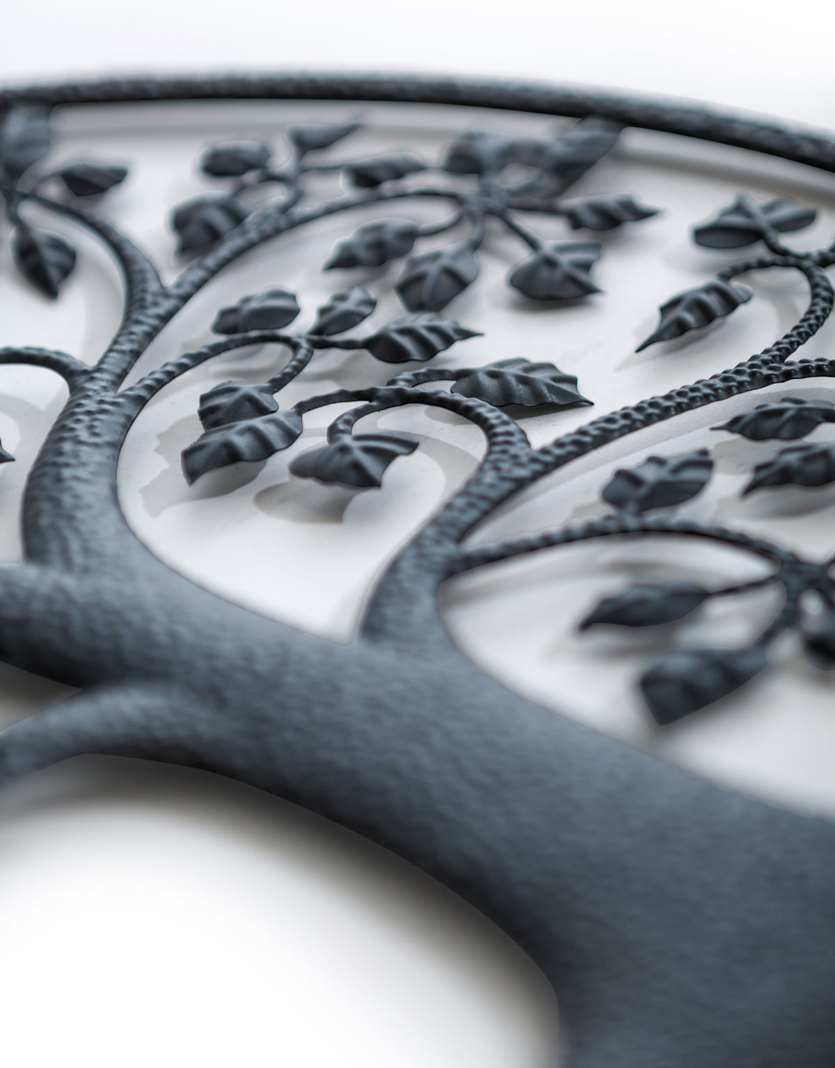Matt Black Hammered-Effect "Tree of Life" Wall Decor