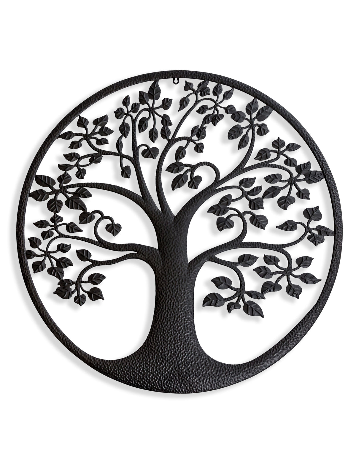 Large Matt Black Hammered-Effect "Tree of Life" Wall Decor