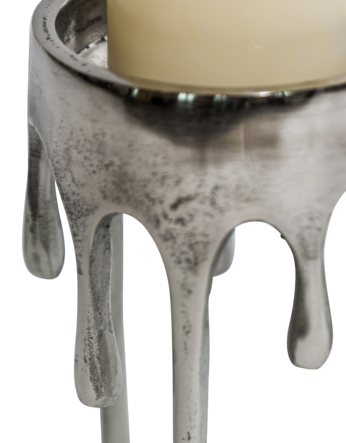 Medium Raw Nickel "Dali" Drip Candle Holder