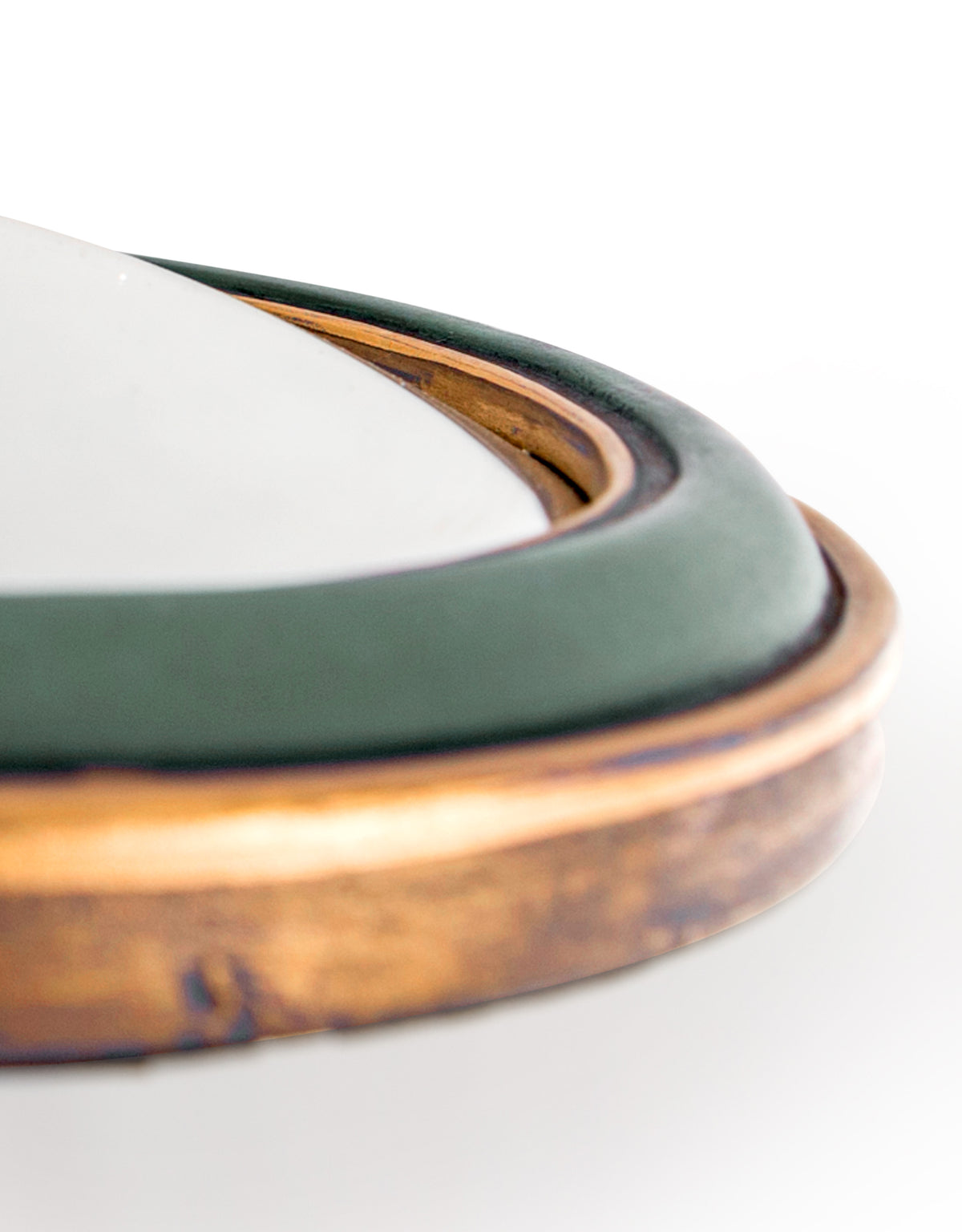 Set of 12 Assorted Antique Green / Gold Framed Convex Mirrors