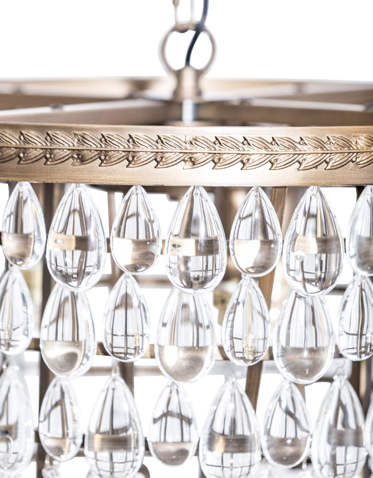 Large Bronze/Gold Finish Rainfall Chandelier w/ Clear Crystals