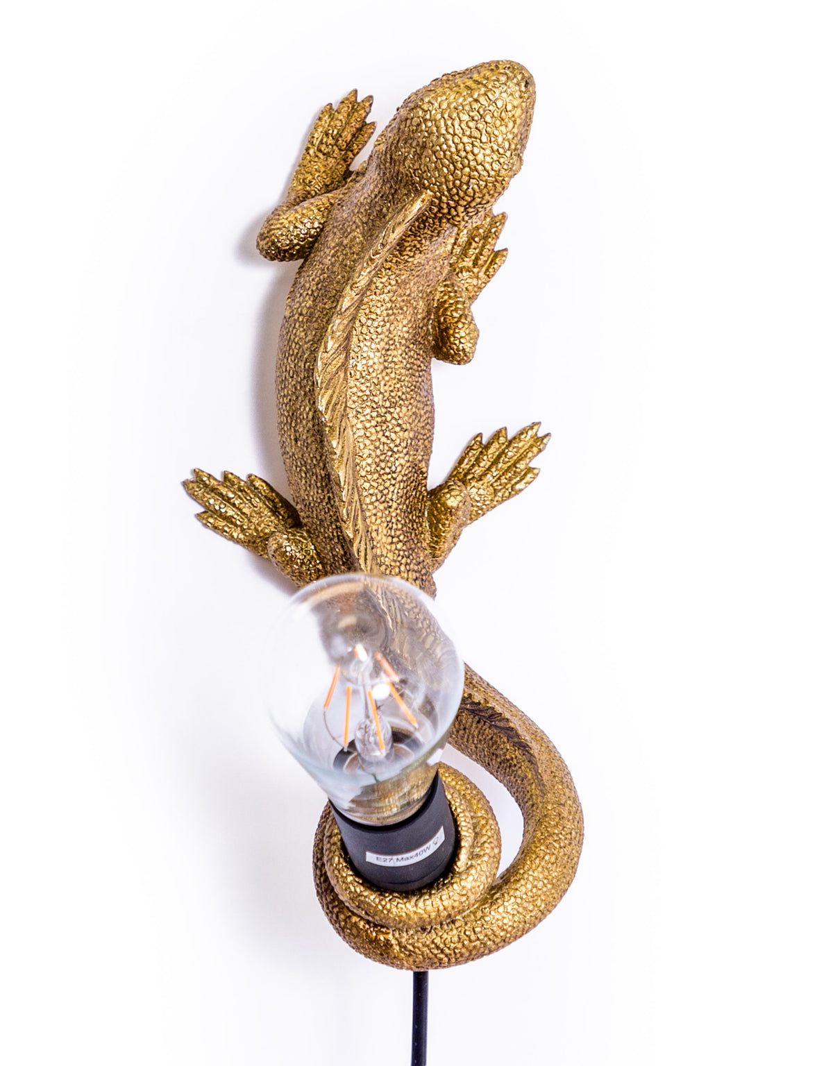 Antique Gold Iguana Wall / Table Lamp
