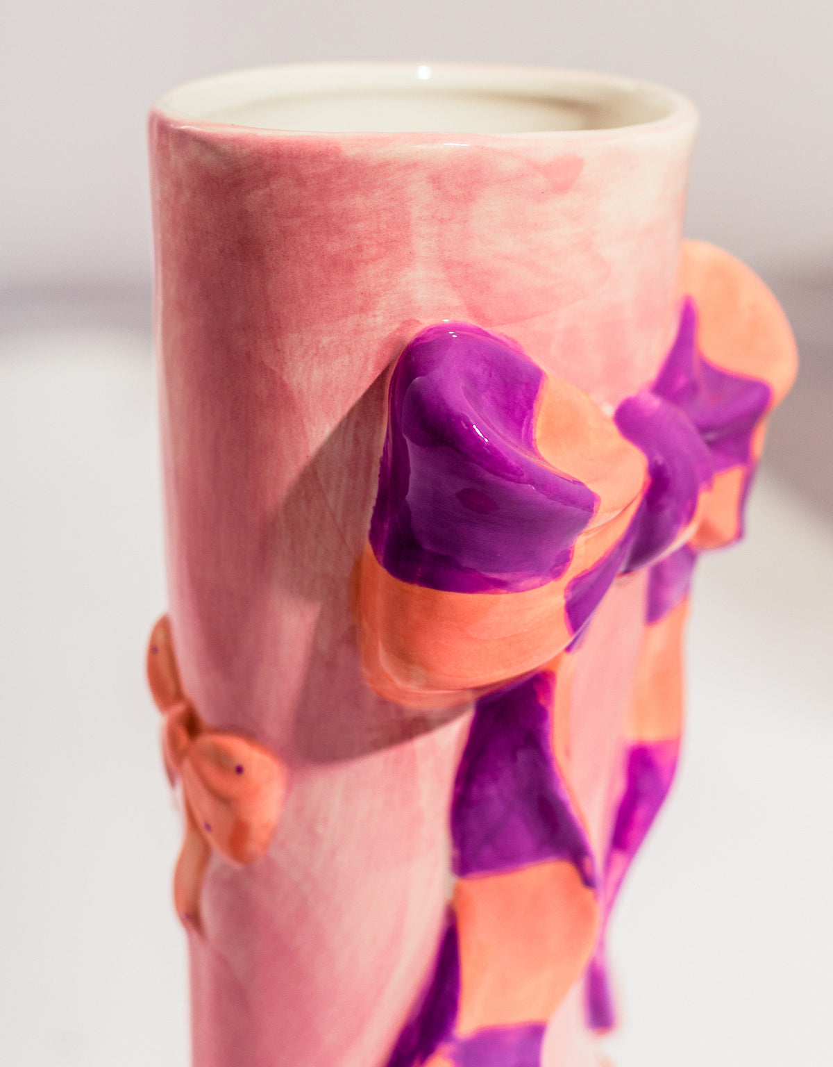 Large Ribbon Bow Heeled-Boot Ceramic Vase