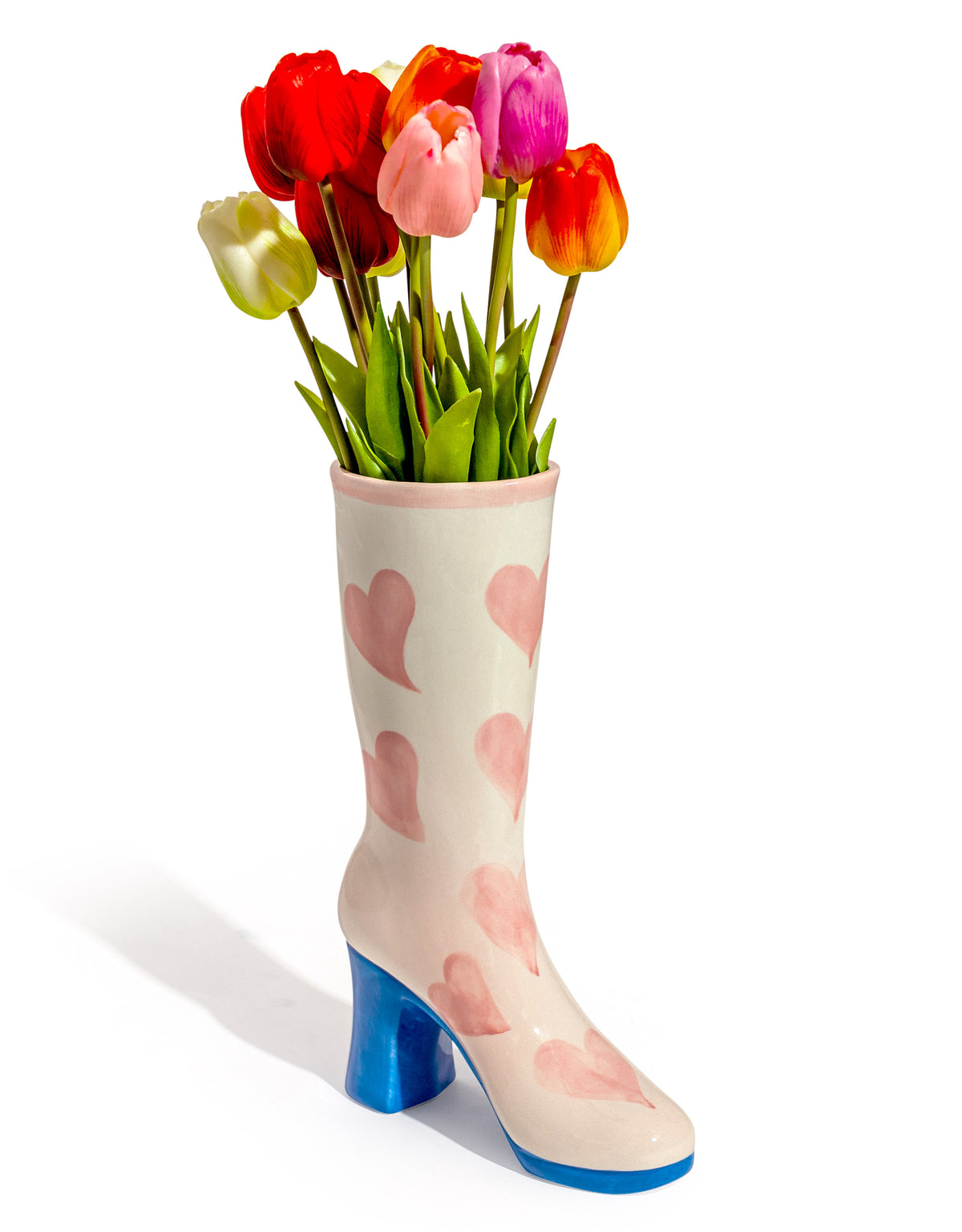 Large Hearts Heeled-Boot Ceramic Vase