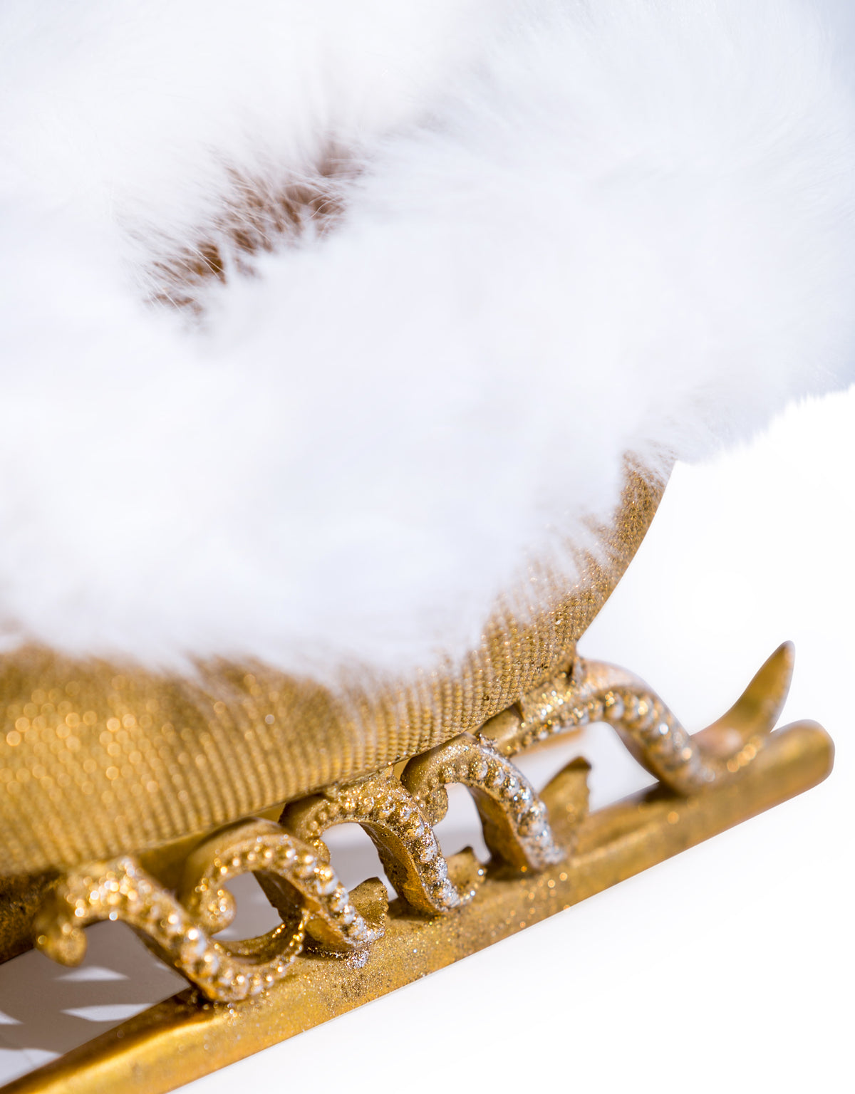 Gold Beaded Fur Sleigh Bottle Holder / Storage Bowl