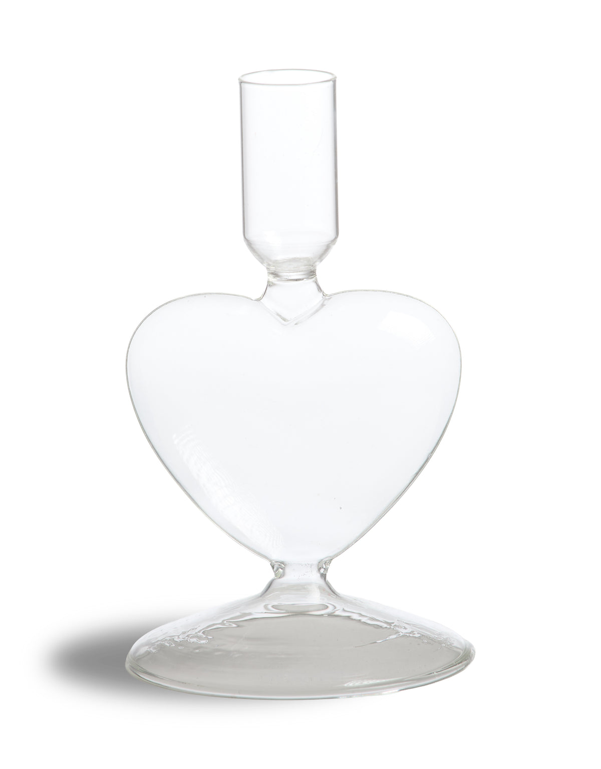 Clear Glass Heart Candle Holder