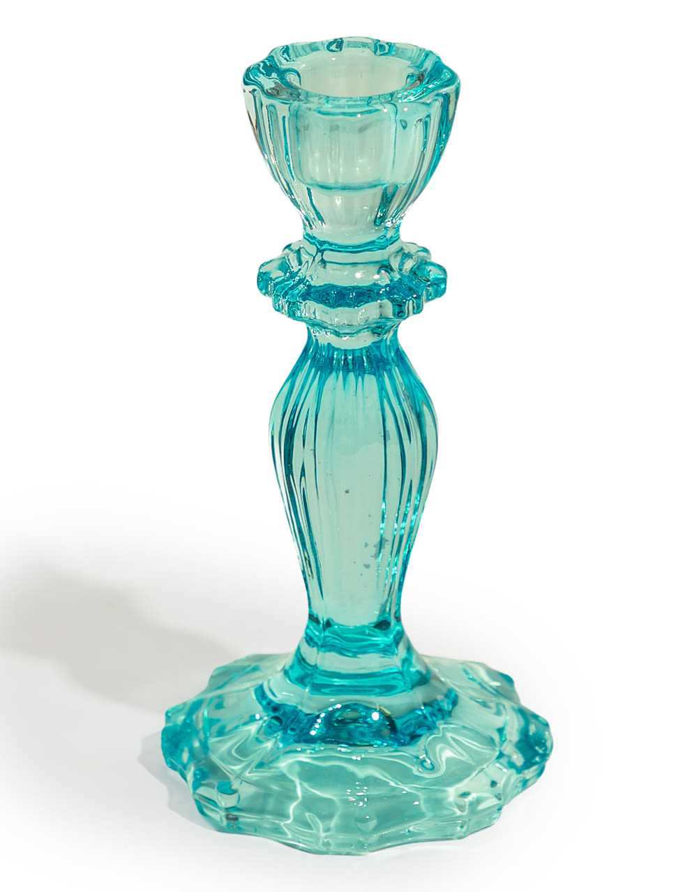 Light Blue Classic Glass Candle Holder