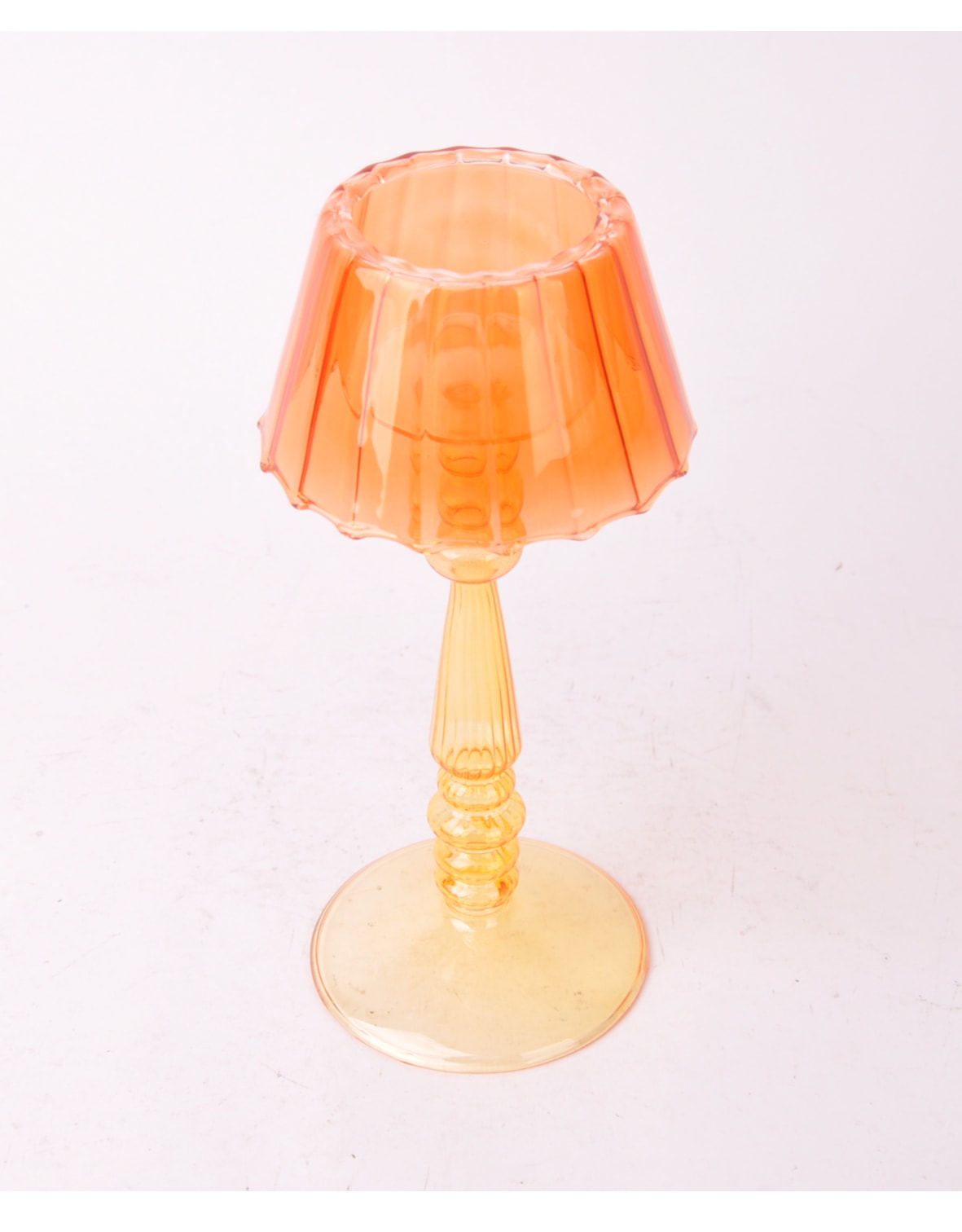 Orange/Yellow Lamp-Style Glass Tealight Holder