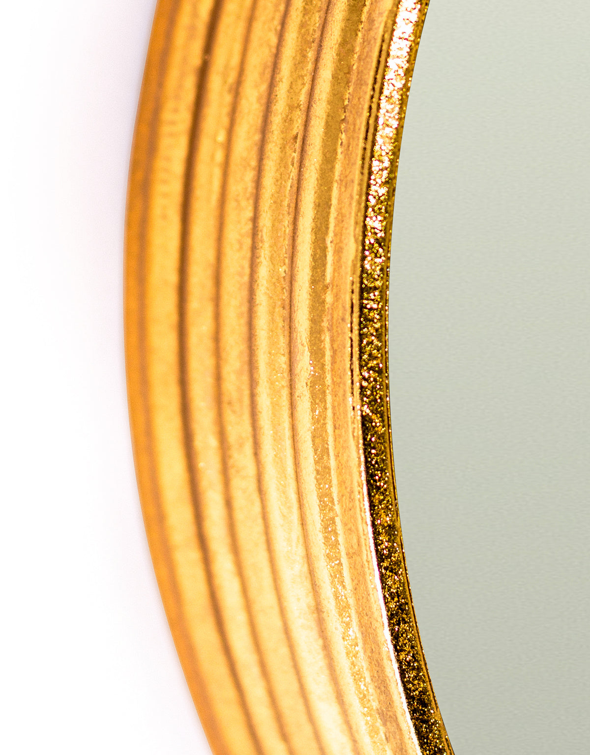 Gold Leaf Ribbed Cylinder Mirror 40cm