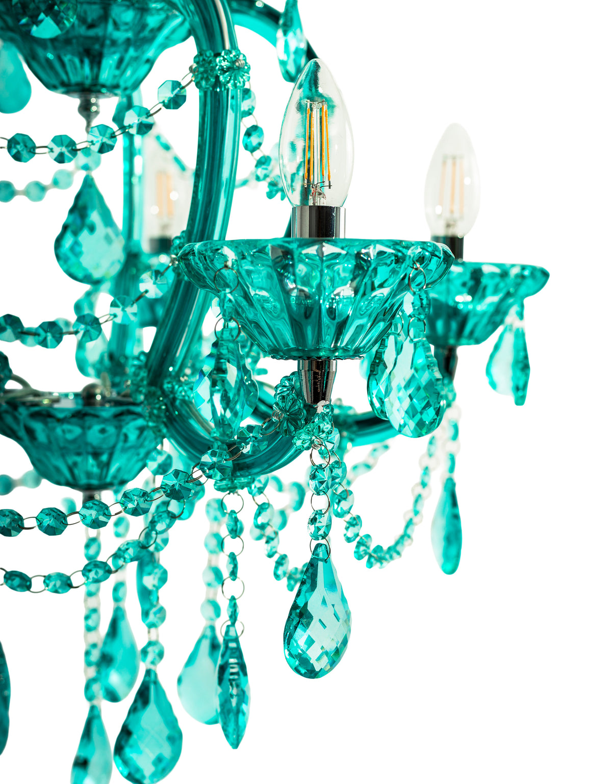 Aqua Blue 5 Branch Murano Chandelier