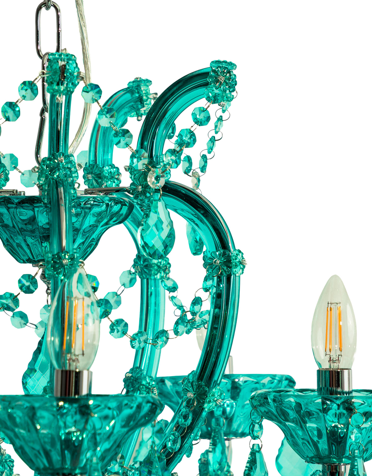 Aqua Blue 5 Branch Murano Chandelier