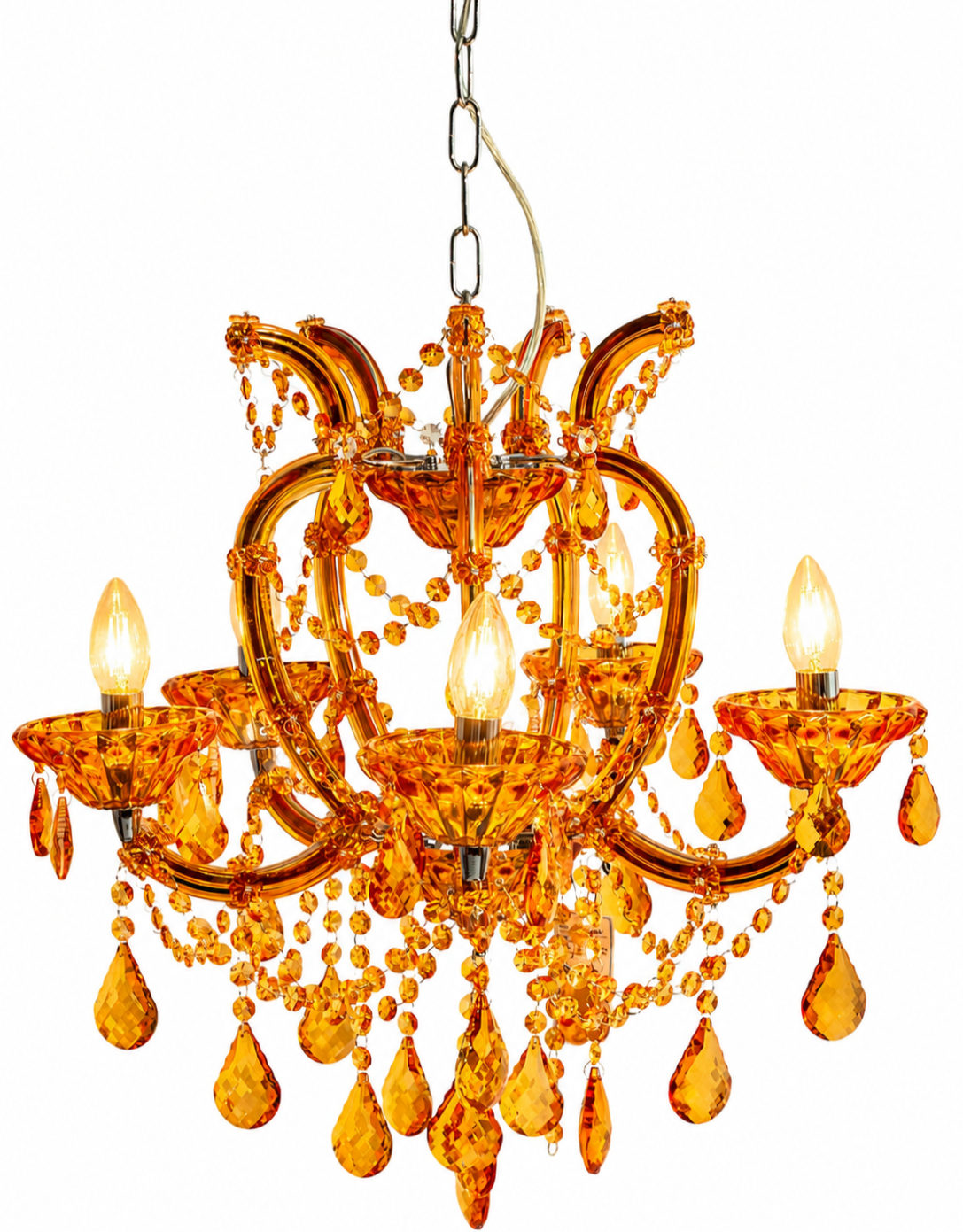 Amber 5 Branch Murano Chandelier