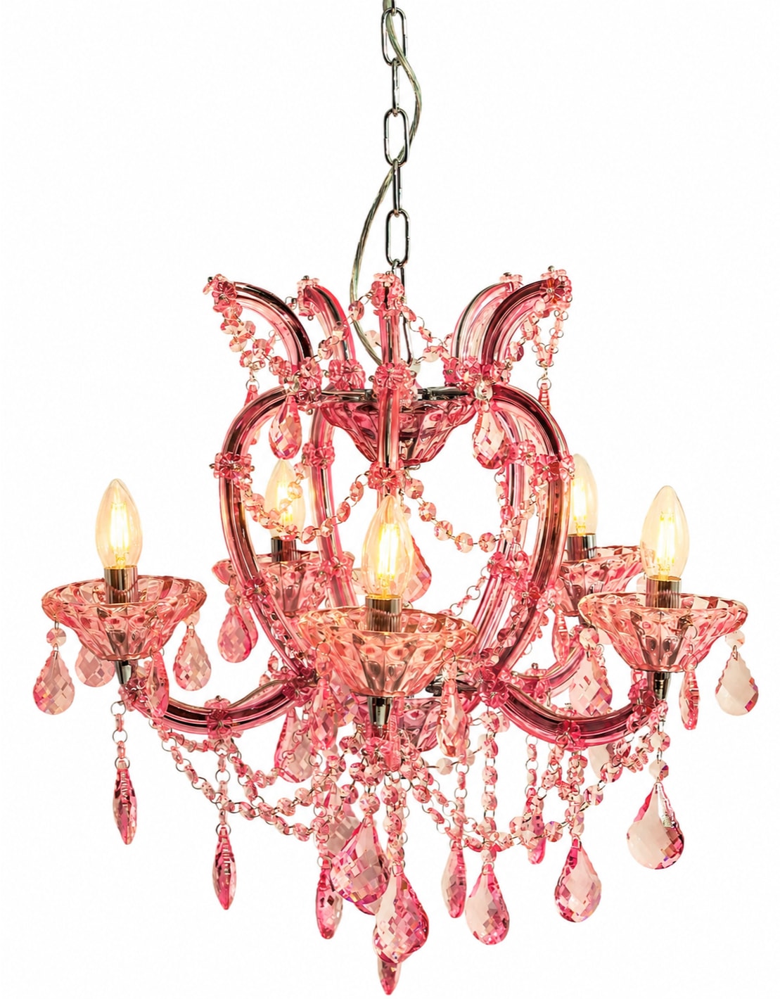 Rose Pink 5 Branch Murano Chandelier