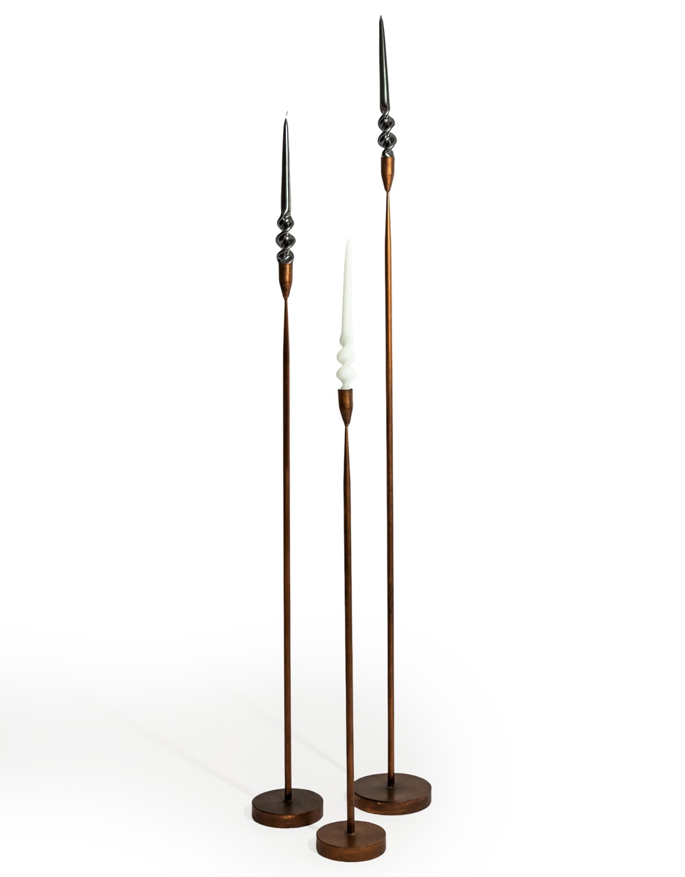 Antique Copper Large Floor Standing Candle Holder