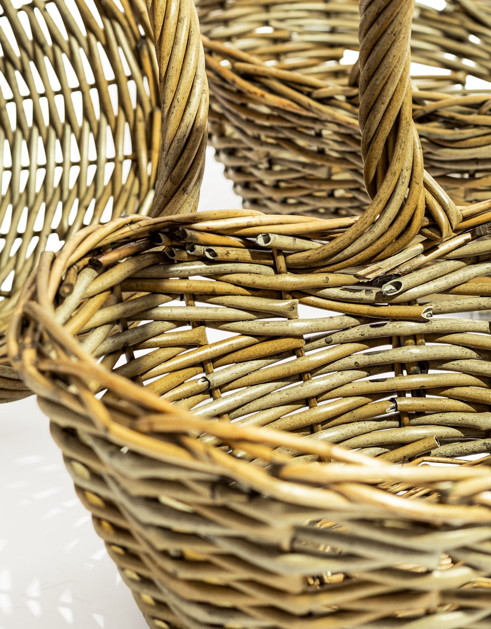 Set of 3 Rustic Woven "Picker" Baskets