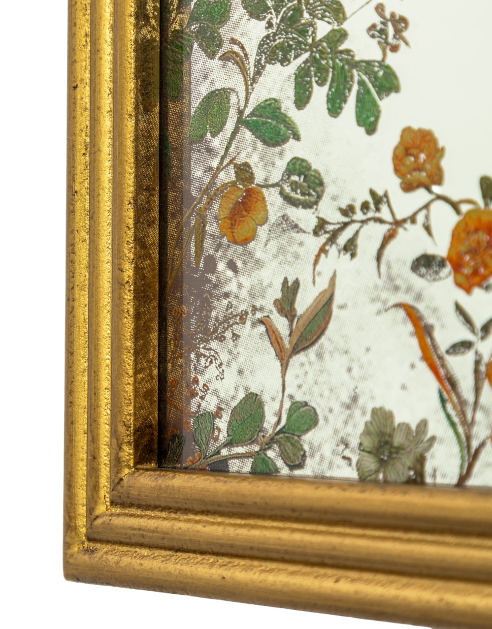 Overmantle Gold-Framed Botanical Glass Wall Mirror