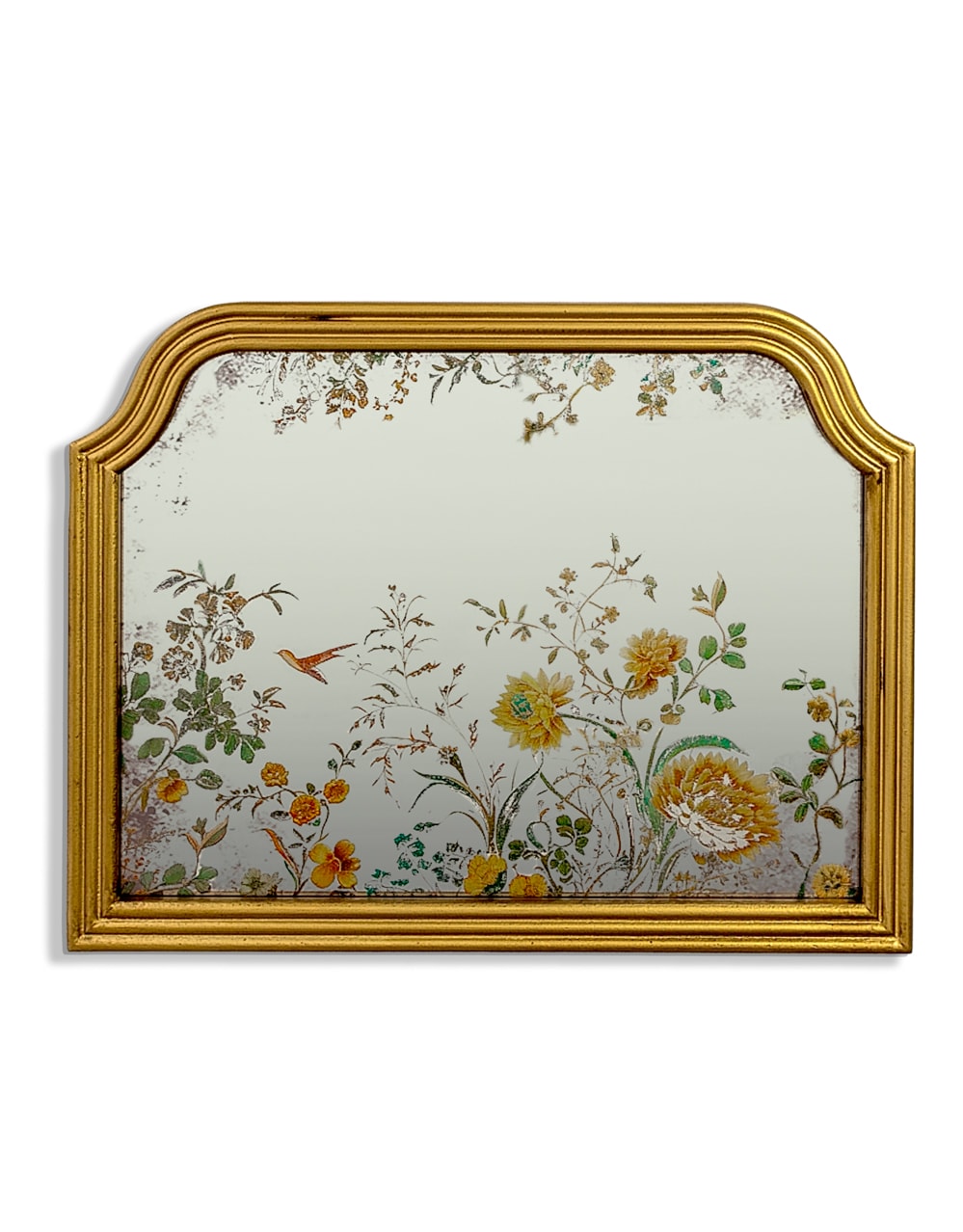 Overmantle Gold-Framed Botanical Glass Wall Mirror