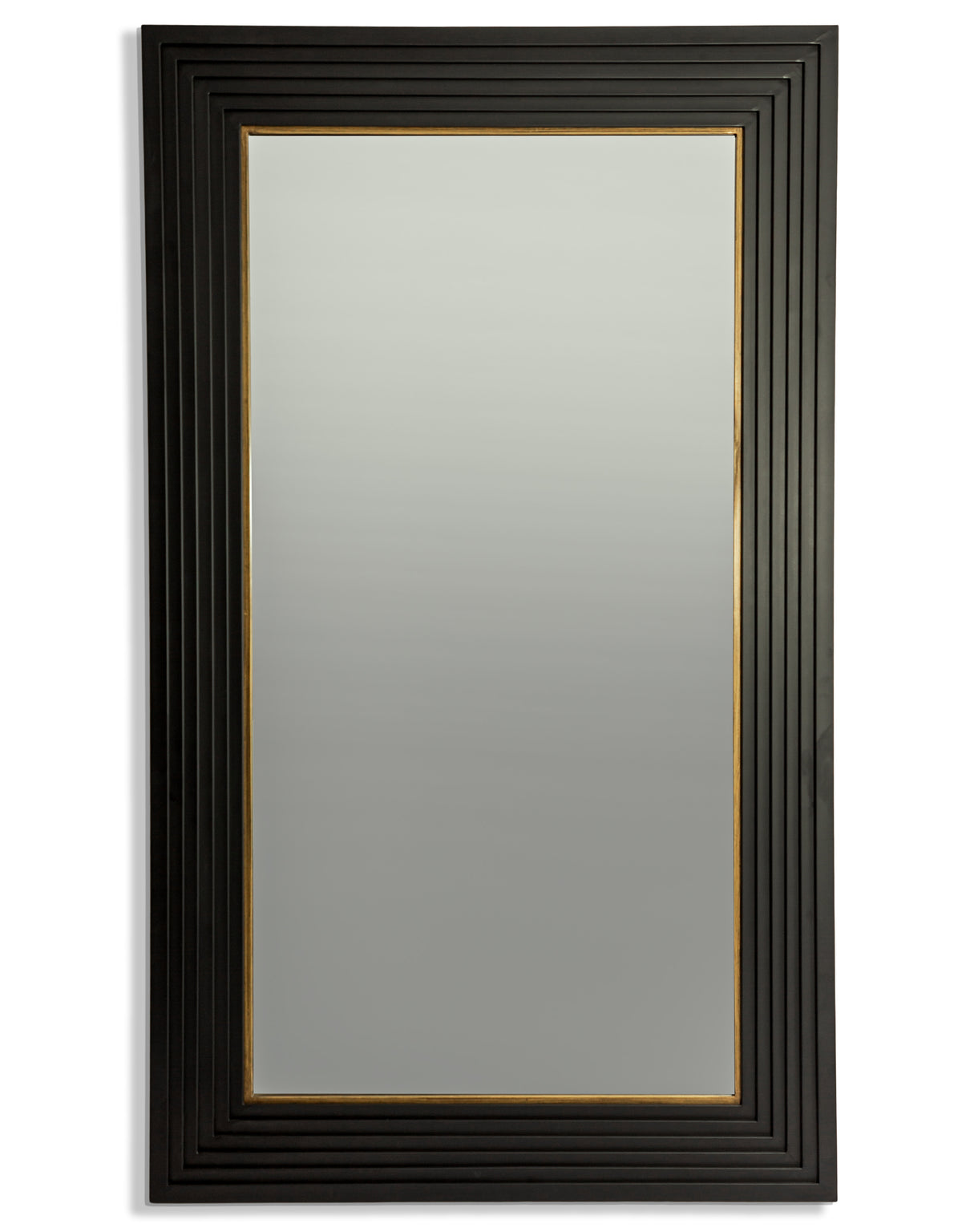 Extra Large Savoy Black & Gold Metal Step-Framed Rectangular Wall Mirror