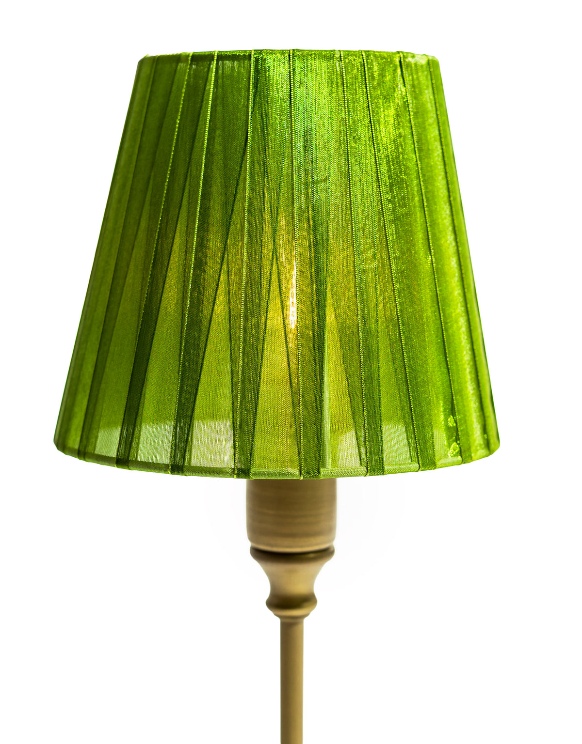 Antique Bronze Rechargeable Table Lamp with Pleated Green Shade