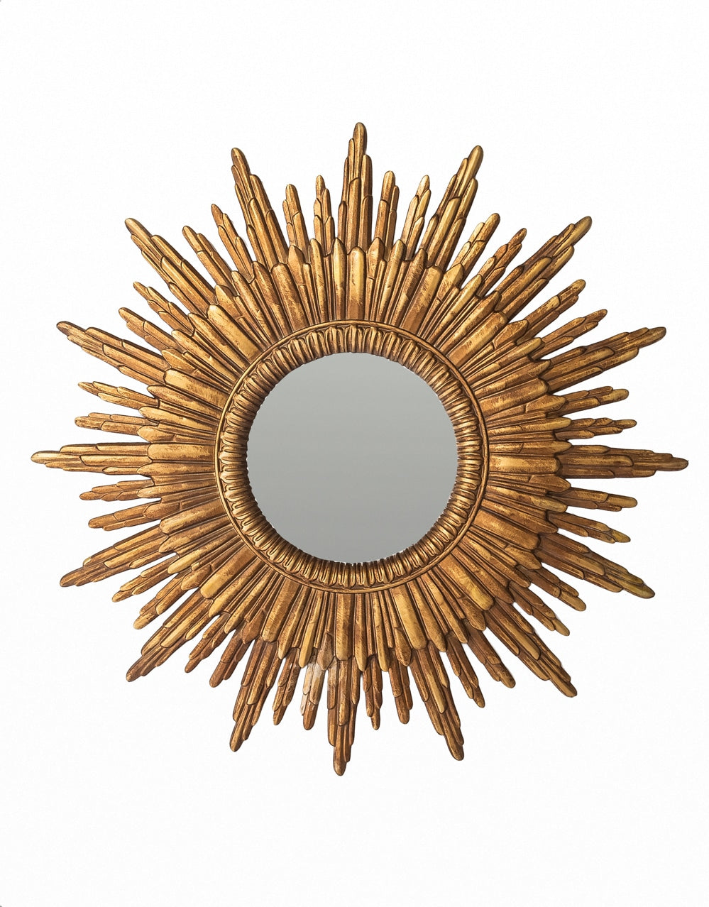 Large Antique Gold Sun Mirror
