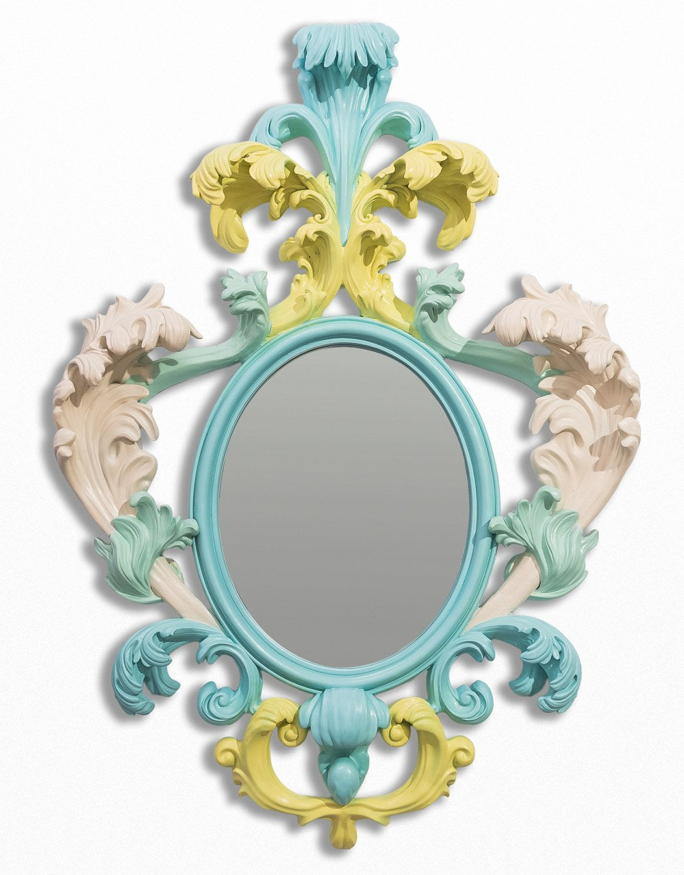 Multi Pastel Coloured Rococo Baroque Wall Mirror