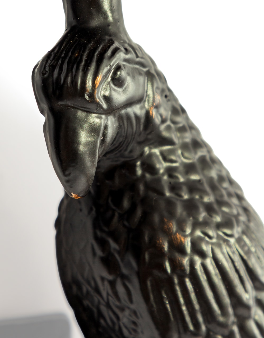 Pair of Large Distressed Black Metal Parrot Wall Sconces