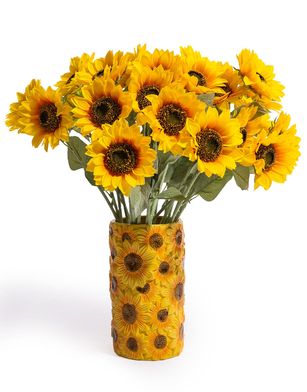 Multi Sunflower Ceramic Vase