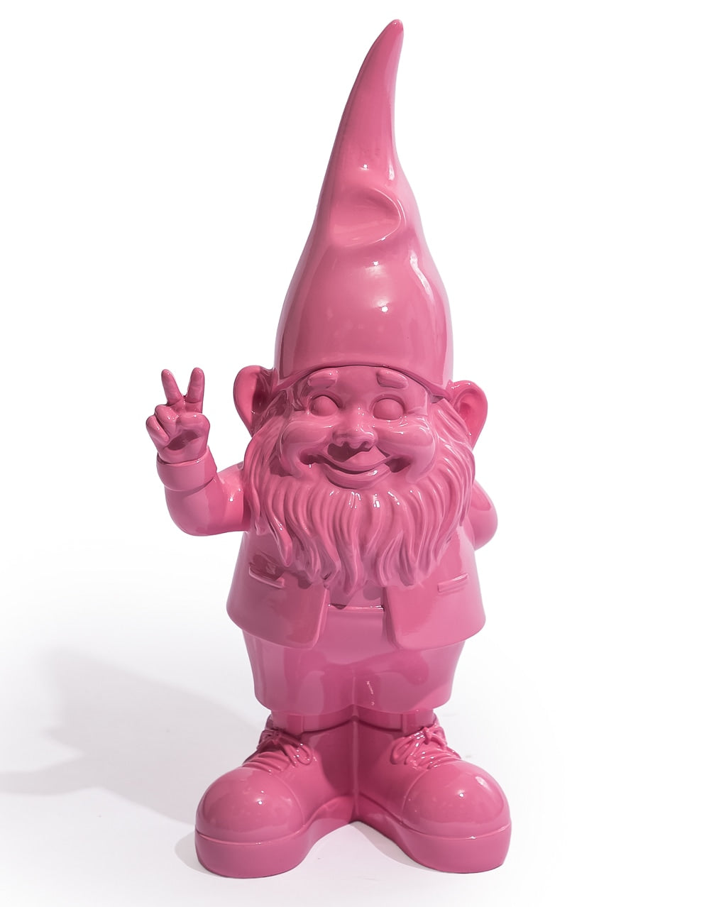 Medium Bright Pink "Peace" Gnome Figure
