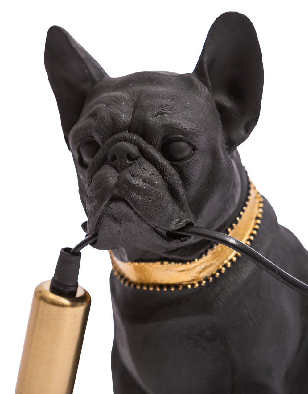 Matt Black & Gold Pug Table Lamp
