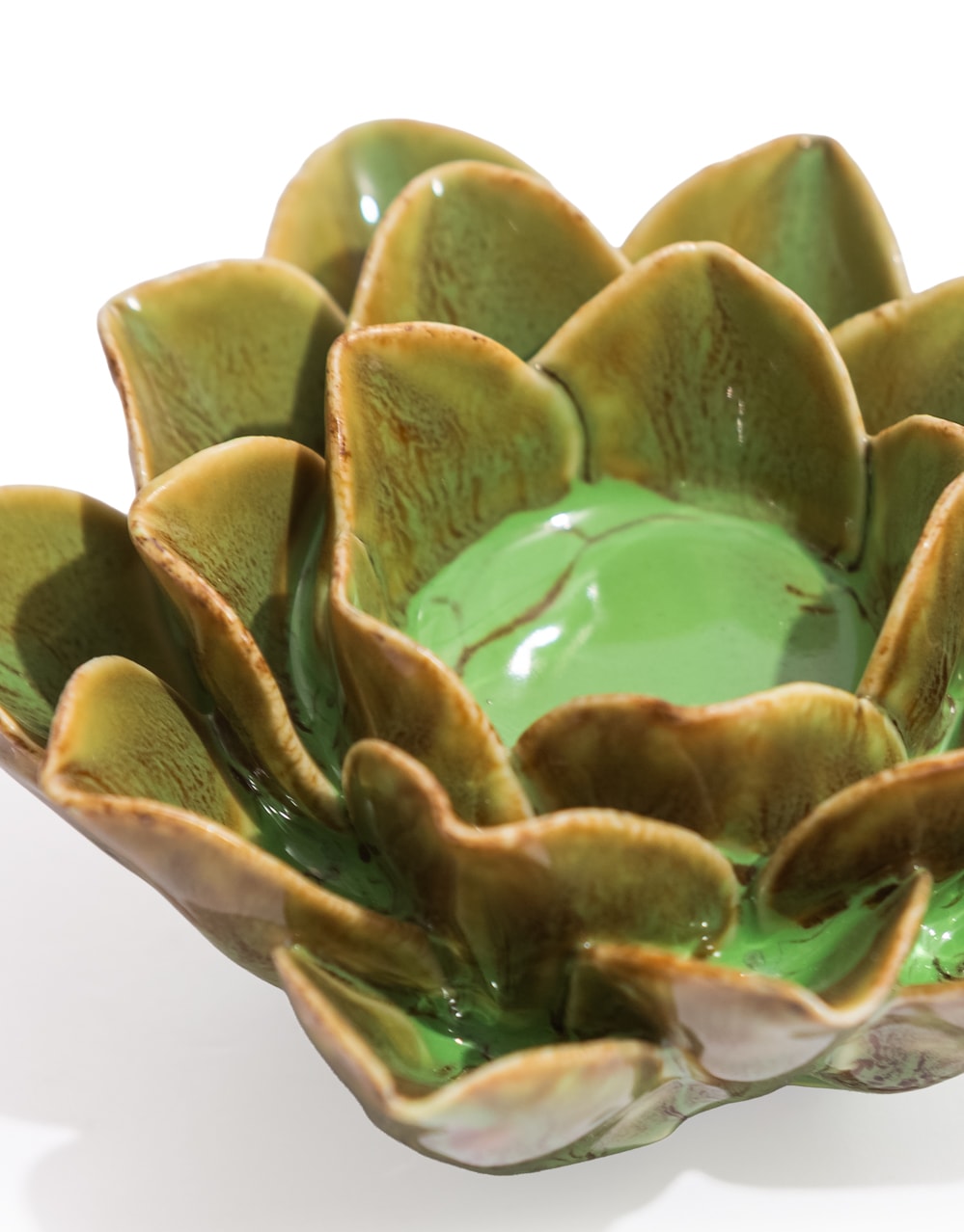 Mottled Green Floral Ceramic Tealight Holder