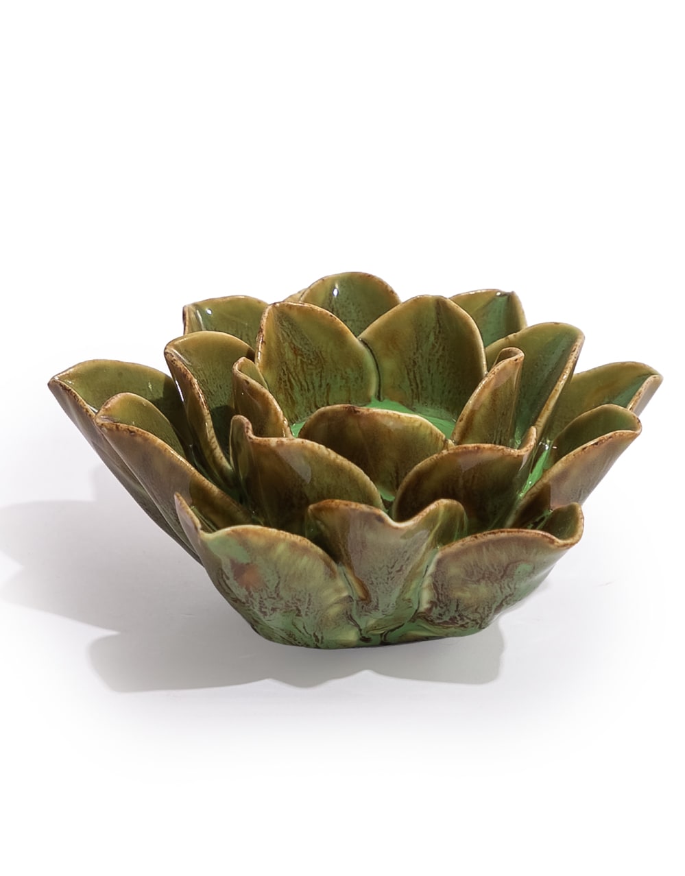 Mottled Green Floral Ceramic Tealight Holder
