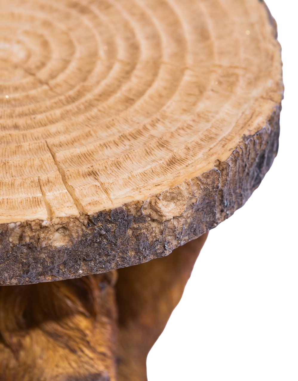 Highland Cow Holding "Trunk Slice" Side Table