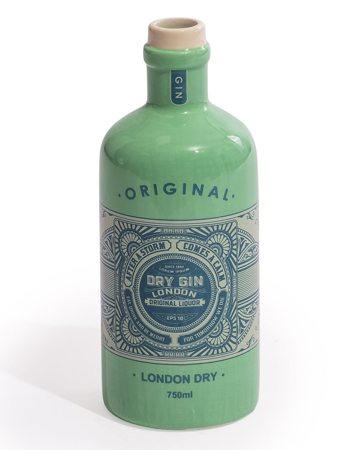 "Cambridge Blue" Ceramic Gin Bottle Stem Vase