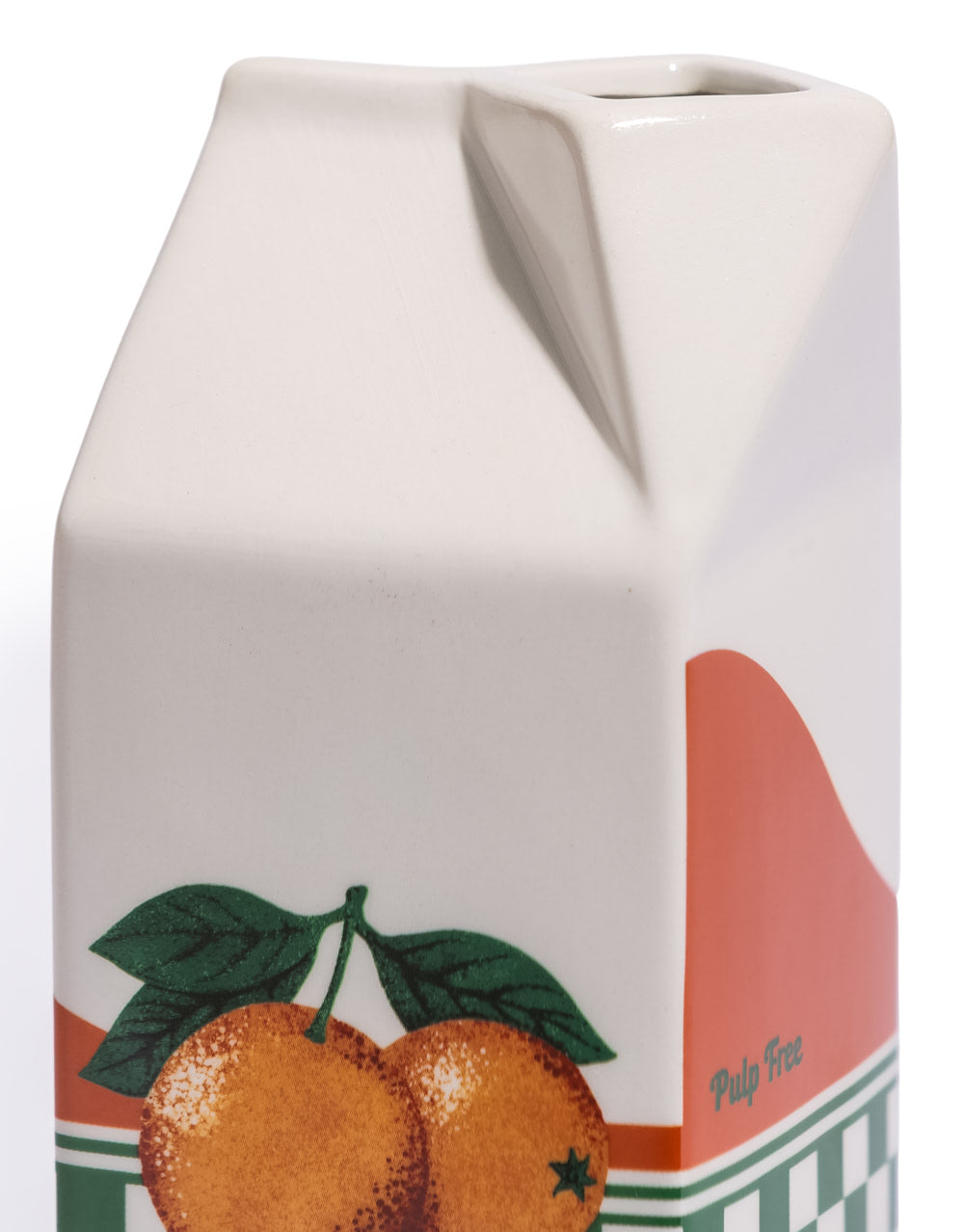 Orange Juice Carton Ceramic Stem Vase