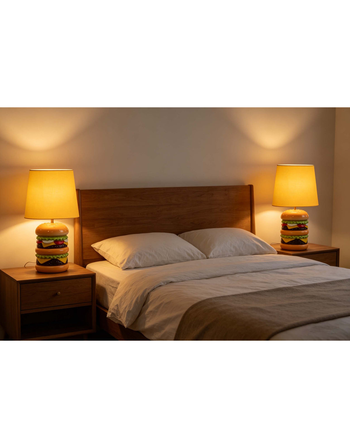 Classic Burger Table Lamp w/ Mustard Shade