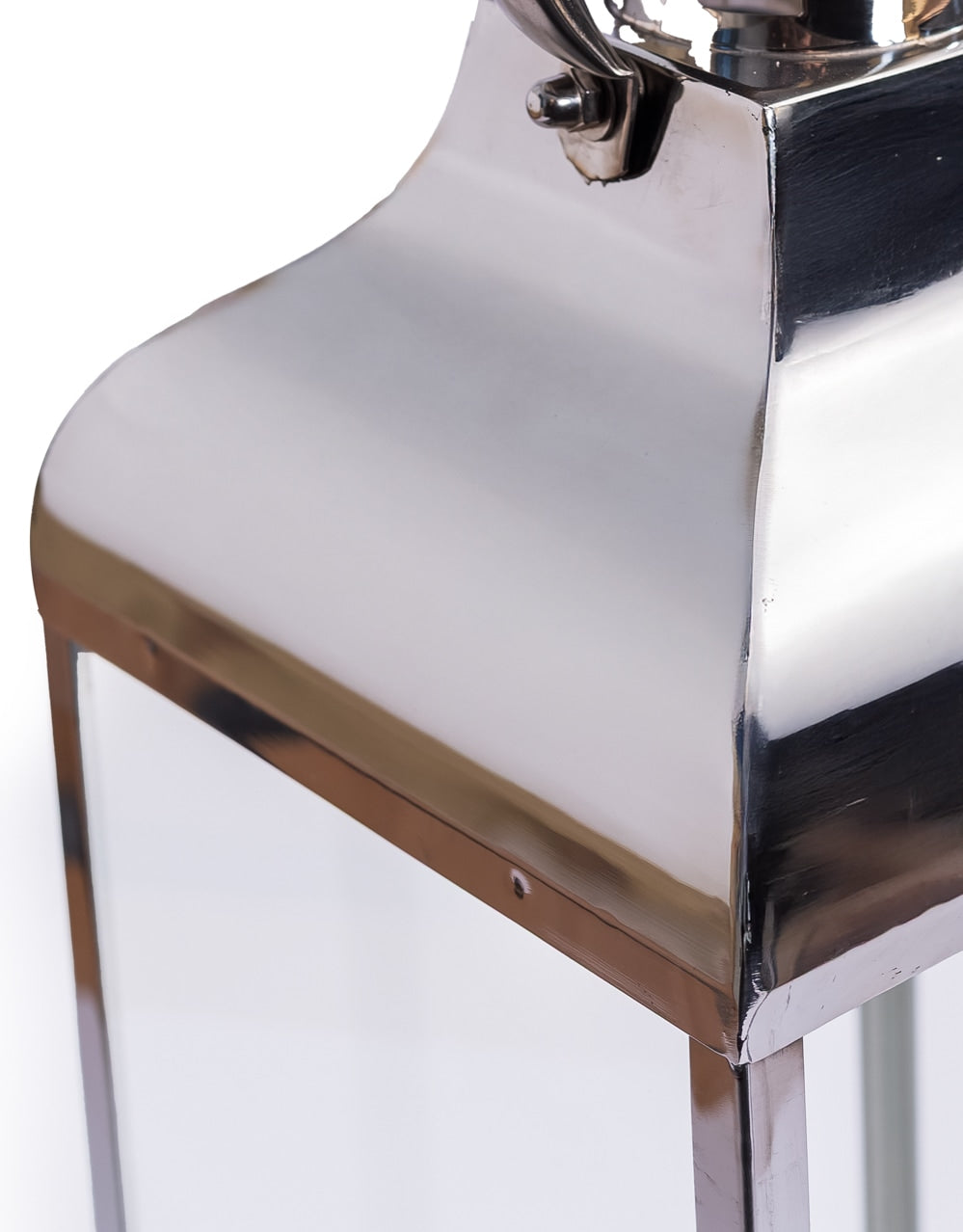 Extra Large Square Polished Steel & Glass Lantern