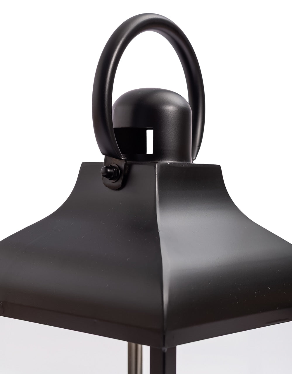 Medium Square Matt Black Steel and Glass Lantern