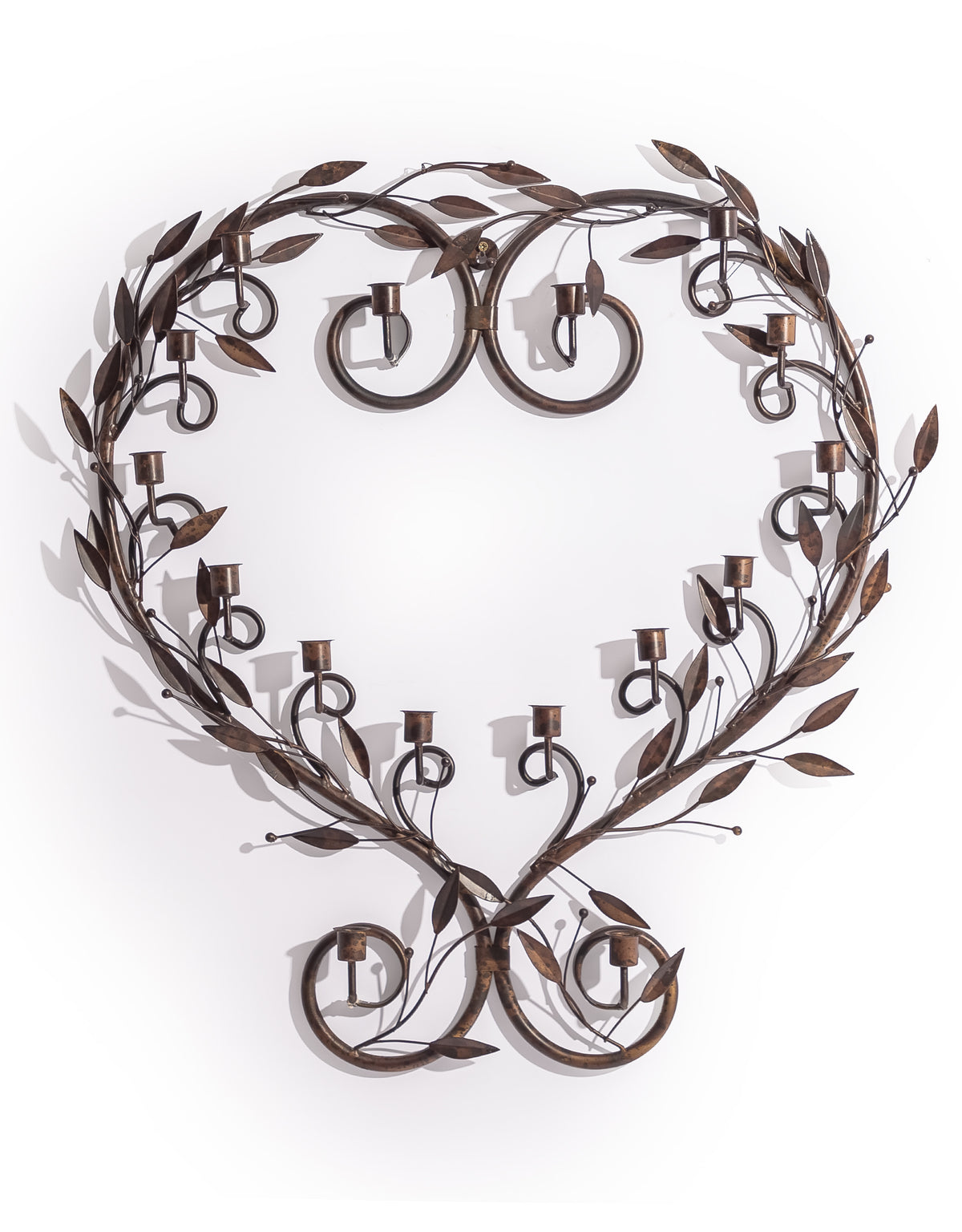 Large Antiqued Bronze Heart Wreath Wall Sconce